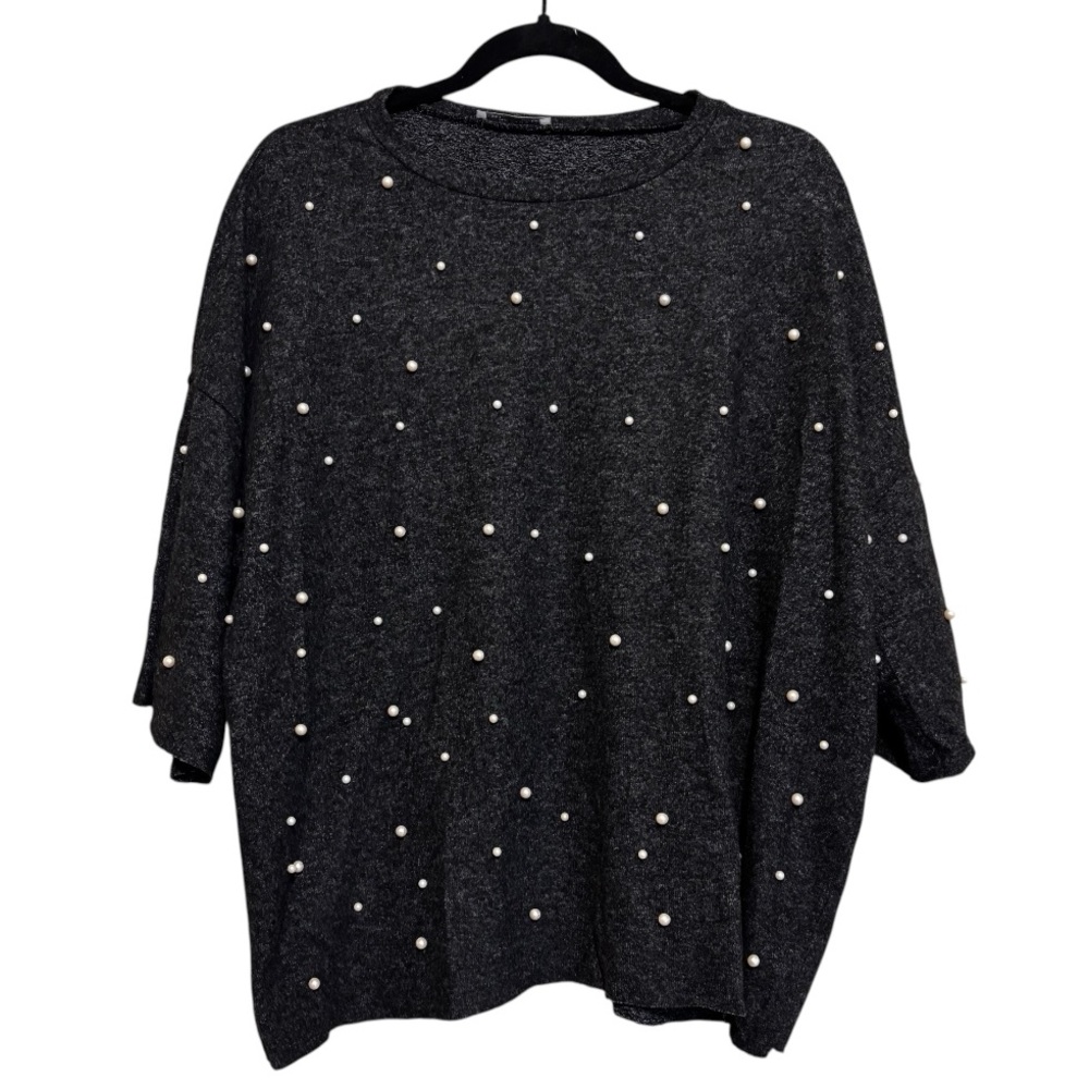 Zara Pearl Crew Neck Sweater Shirt